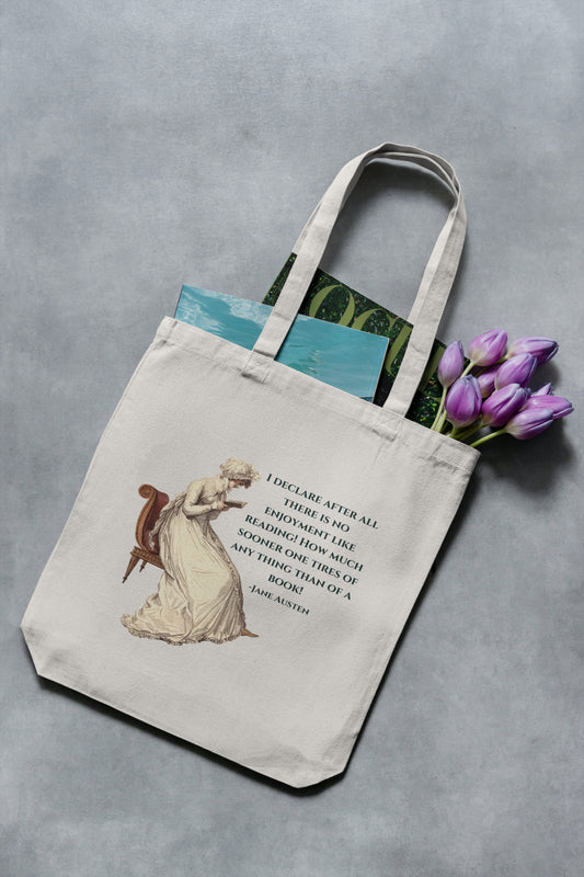 Jane Austen Reading Quote Canvas Tote Bag
