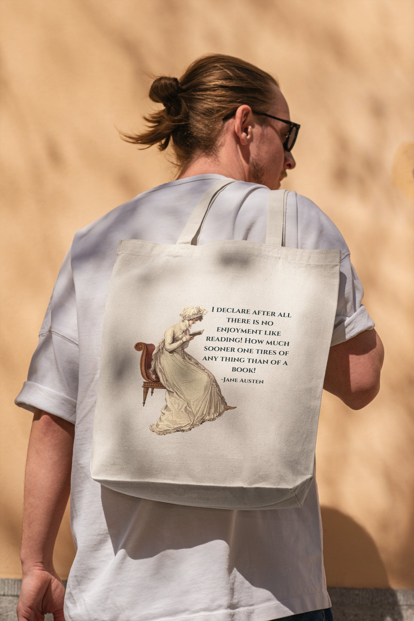 Jane Austen Reading Quote Canvas Tote Bag