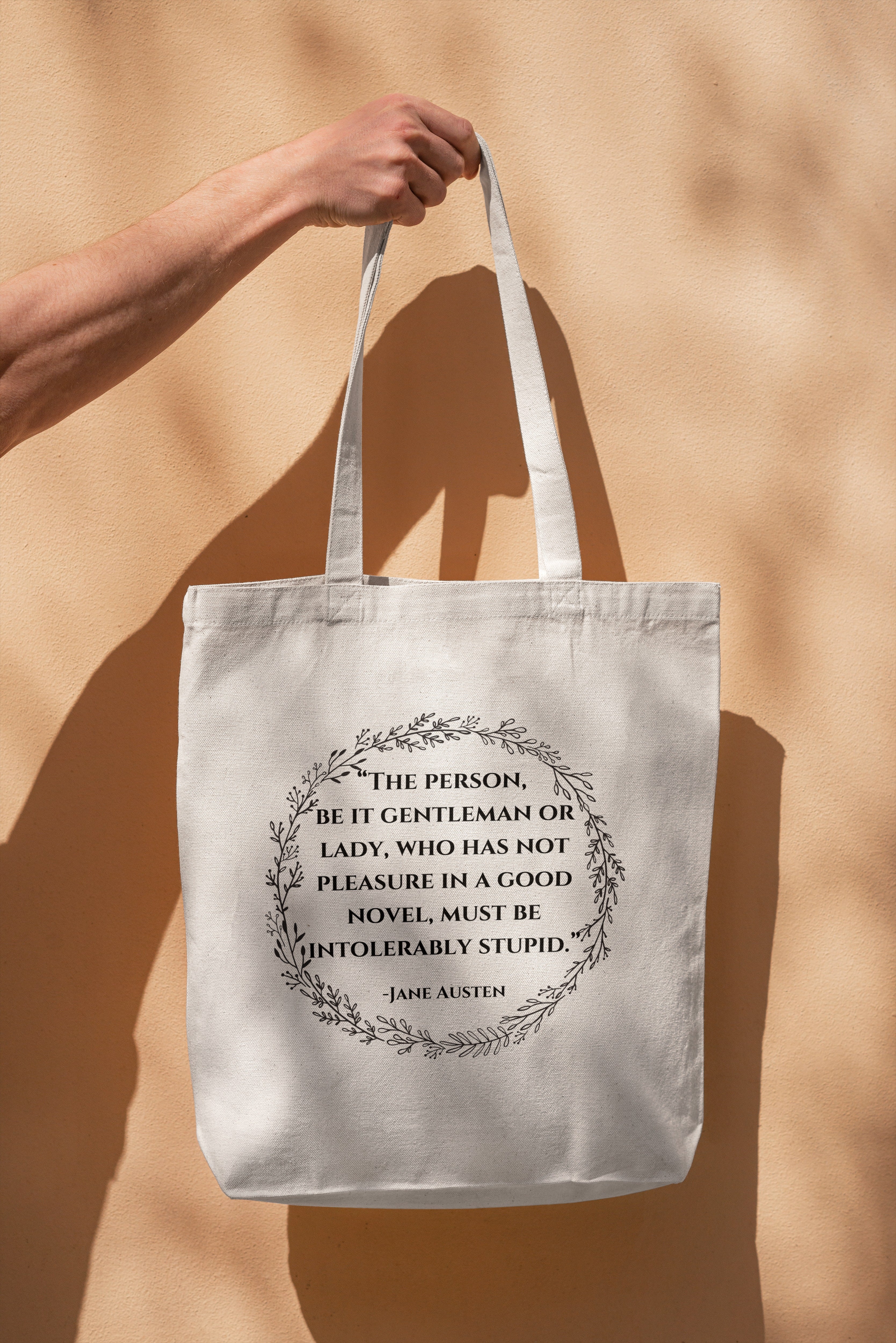 Jane Austen Quote Canvas Tote Bag Ex Libris Home